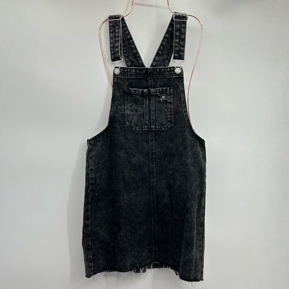 Wild Fable Black Distressed Raw Hem Overall Dress Size Small